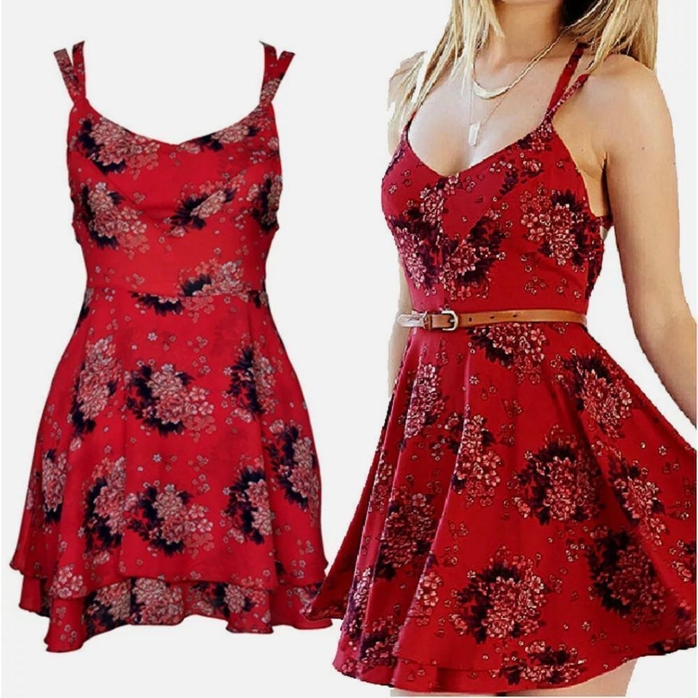 Summer Women's Floral Backless Spaghetti Straps Sleeveless Beach Mini Dress